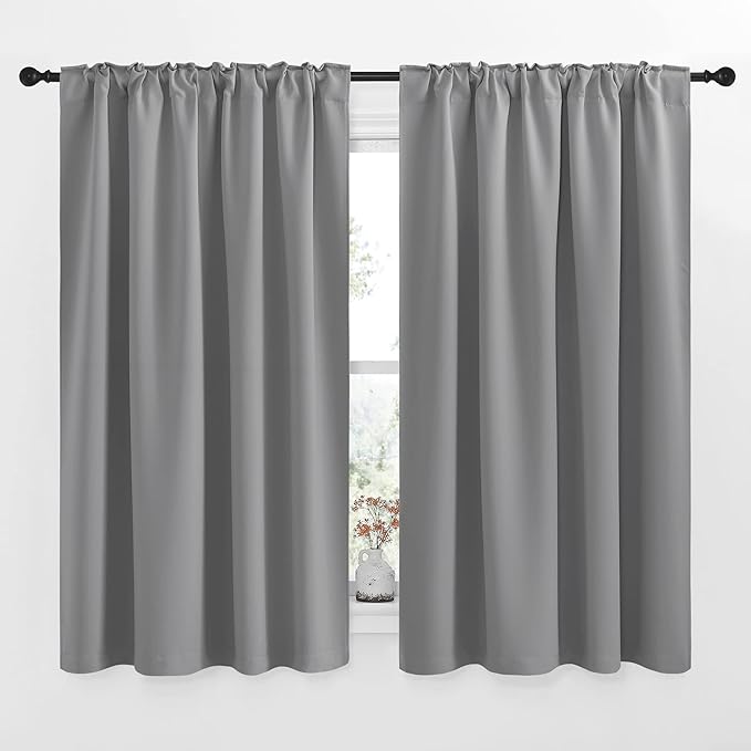 NICETOWN Blackout Curtain Panels for Living Room - (Silver Grey Color) 52x54 inch, 2 Panels Set, Room Darkening Blackout Drapes for Window - Image 2