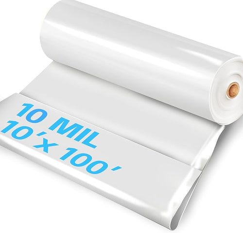 10'x100' Crawl Space Vapor Barrier, 10mil Film Plastic Sheeting, Heavy Duty Polyethylene Film, Ideal for Crawl Space, Garden, Basement, White by Noliven