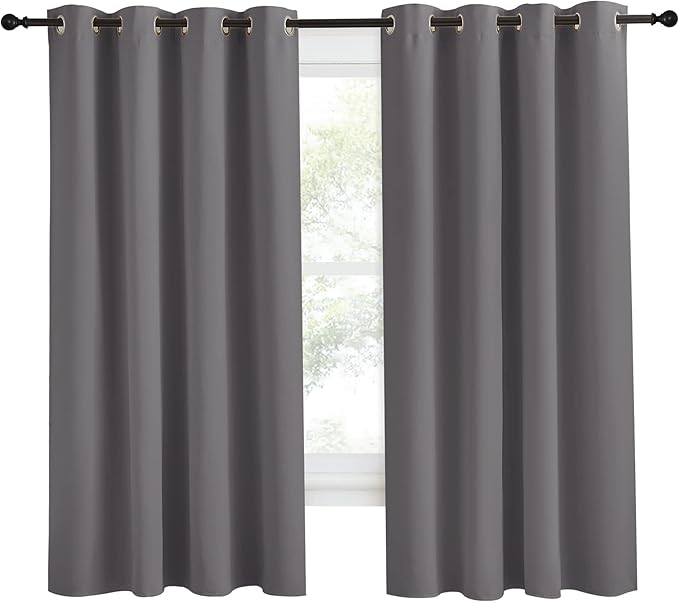 NICETOWN Grey Blackout Curtain 68 inch Long, 55 inches Width, 1 Panel, Thermal Insulated Window Treatment with Grommet Room Darkening Thermal Insulated Panel for Bedroom/Living Room - Image 2