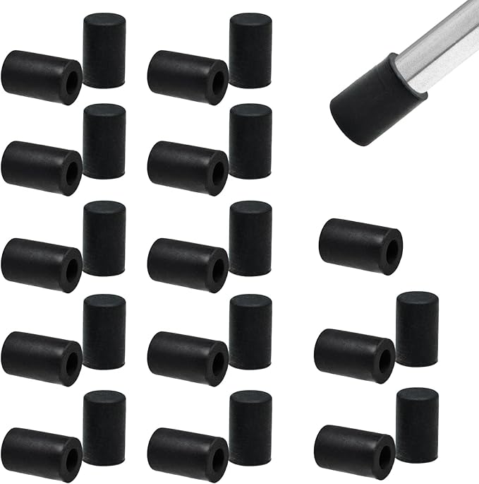 25 Pcs 5/32" (4 mm) Round Chair Leg Tips Caps, Silicone Rubber Furniture Leg Floor Protectors, Reduce Noise Folding Metal Chair Leg Cap Replacement for Bar Stool Leg Patio Indoor, Black by BOPOREAE