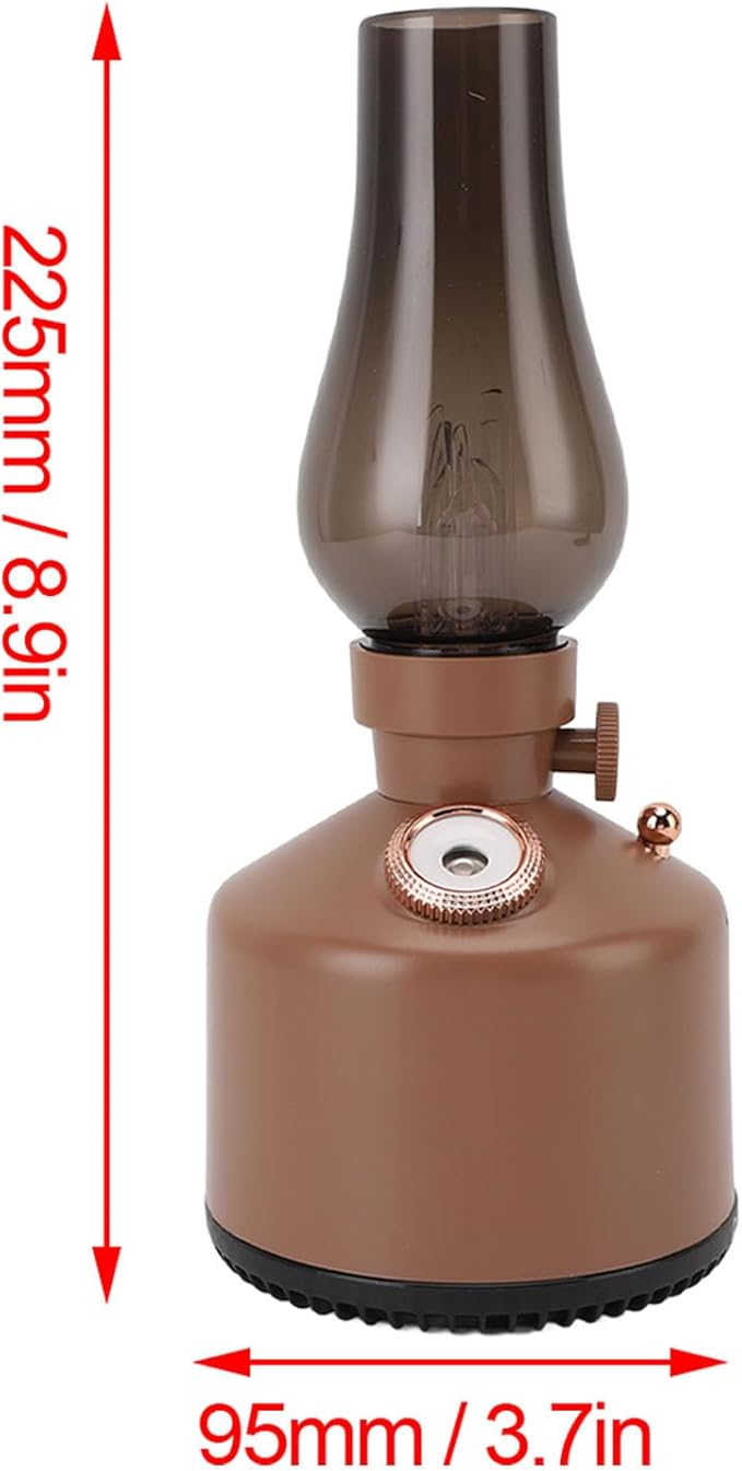 Humidifier Vintage Lantern with Lamp, Kerosene Lamp Shaped Quiet Home Humidifier, Aromatherapy Diffuser, 2 Mist Settings, Stepless Dimming, 260ML (Brown) - Image 9