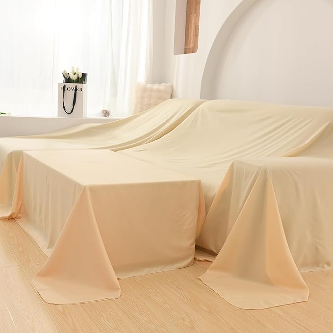 Furniture Cover Multi-Purpose, Indoor and Outdoor Furniture Dust Cover Sofa Cover Dustproof Breathable Mattress Protector Cabinet Cloth Home Dust Block (Beige, 350cm x 400cm(137x157in)) - Image 8
