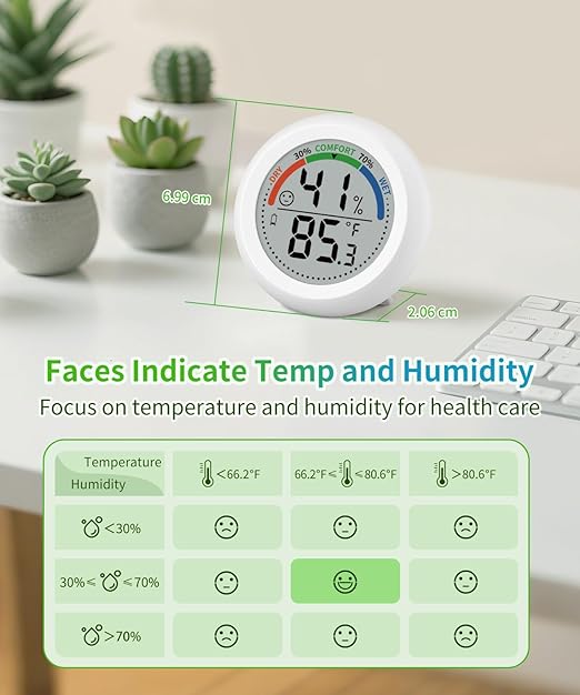 Digital Room Thermometer Hygrometer Indoor-Humidity Meter Monitor with Accurate Temperature Humidity Sensor Comfort Indicator ℃/℉ Switch for Wall Baby Home Greenhouse Cellar Garage Nest Reptile - Image 5