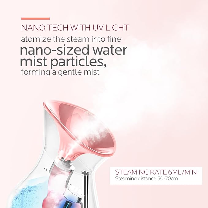 Colorfarm Facial Steamer Nano Ionic: Face Steamer Home Spa Kit Deep Cleaning Unclogs Pores Sinuses Inhaler with 8 Skin Care Tools - Self Care Gifts for Women (Deep Cleansing Facial Kit) - Image 4