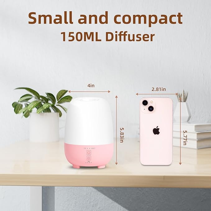 Cordless Essential Oil Diffuser 150ML, Rechargeable Battery, 7H Runtime, 7 LED Lights, Mini Portable Aromatherapy Diffuser for Home, Office, Bathroom, Travel - Image 4