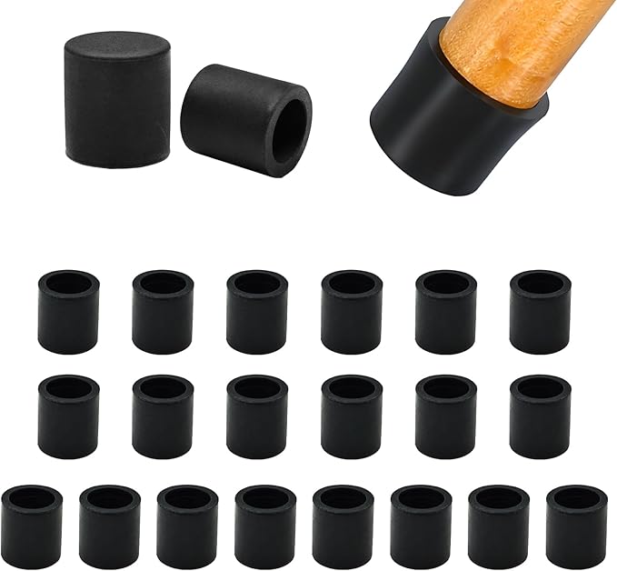 1/2" (11.7mm) Silicone Chair Leg Floor Protectors, Rubber Chair Leg Caps, Non-Slip Furniture Pads Round Chair Feet Covers End Caps for Hardwood Floors, Patio & Table Foots, Black (20PCS) by EASYEAH
