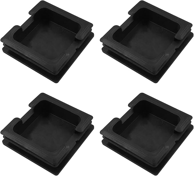 4 Pack 3" Square Plastic Plugs, Black Tubing End Caps Plugs Insert for Square Tube and Furniture Legs by Bonsicoky