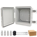 Waterproof Electrical Box, IP67 Junction Box Stainless Steel Latch Hinged Grey Cover Project Enclosure with Wall Bracket 5.9"x5.9"x3.5" by YETLEBOX