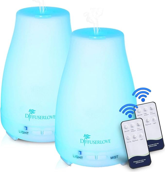Diffuserlove Diffuser 2 Pack Essential Oil Diffuser 200ML Remote Control Ultrasonic Aromatherapy Diffuser Mist Humidifiers for Bedroom Office Yoga - Image 8