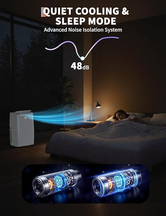 14000 BTU Portable Air Conditioner - 3 in-1 AC Unit with Dehumidifier & Fan, Cools Up to 750 Sq Ft, Quiet 52dB, Easy Install Kit for Home/Garage/Apartment - Image 4