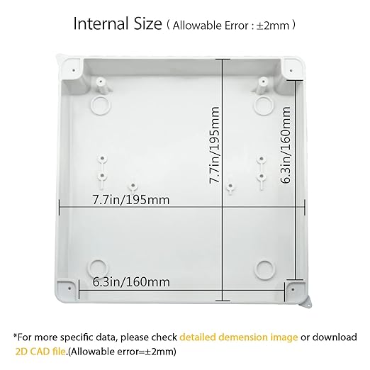 LeMotech Junction Box, Electrical Box IP65 Water Resistant Dustproof ABS Plastic Project Enclosure for Electronics White 7.9 x 7.9 x 3.1 inch - Image 3