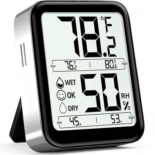 Antonki Room Thermometer Indoor Hygrometer Digital Temperature and Humidity Sensor Meter Humidity Monitor with Max/Min Records - AAA Battery Included by Antonki