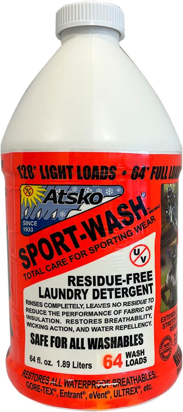 Atsko Sno-Seal SPORT WASH LAUNDRY DETERGENT, Liquid, 64 fl oz, Unscented & Scent Killer Gold Unscented Deodorant and Antiperspirant for Hunting Scent Control - Image 2