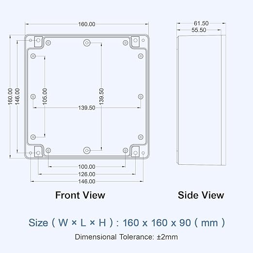 LeMotech Electrical Box Clear Cover Project Box IP65 Waterproof Junction Box ABS Plastic Case Universal Enclosure for Electronics, Black 6.1"x 6.1"x 3.4"(160x160x90mm)(Pack of 1) - Image 8