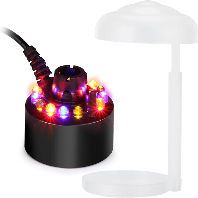 AGPTEK 12 LED Mist Maker Water Fountain Pond Fog Atomizer Air Humidifier, Ideal For Indoor or Outdoor Fountains, Water Feature Use. - Image 2
