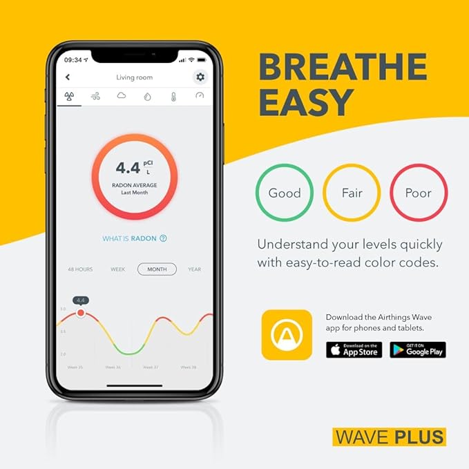 Airthings 2930 Wave Plus - Radon & Air Quality Monitor, Battery Powered (CO2, VOC, Humidity, Temp, Pressure) - Image 7
