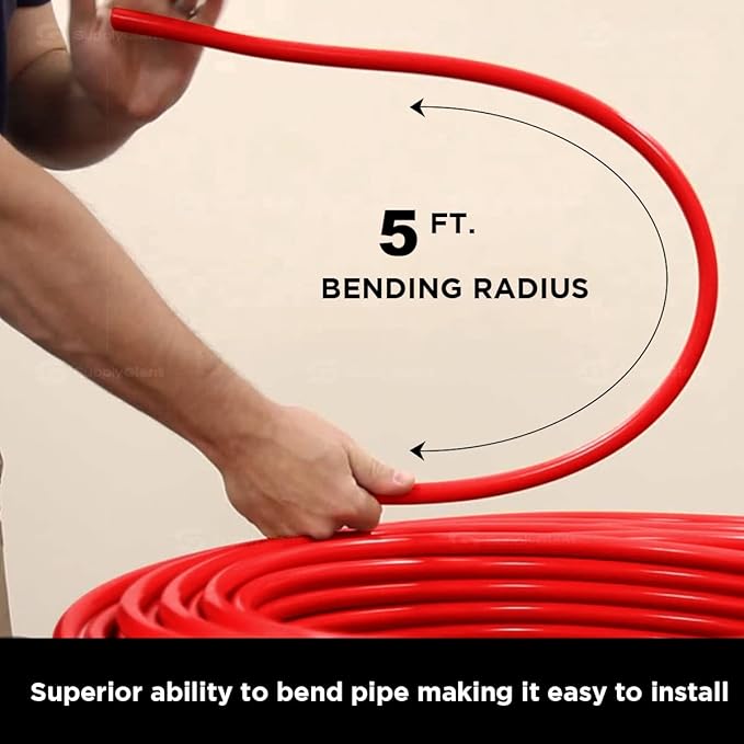 Supply Giant Oxygen Barrier PEX-B Pipe 1/2 Inch x 1000 Feet Coil, Red Tubing for Radiant and Hydronic Heating Systems, Non-Potable Water Pipe for Winter Season - Image 5