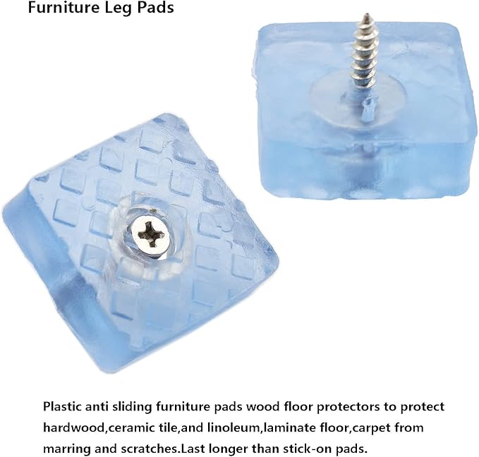 20PCS Screw on Furniture Pad,TTZEZE Furniture Sliders for Wooden,Heavy Duty Square Rubber Table Chair Leg Pads with Screws,Best Floor Protector,Protect Your Hardwood & Laminate Flooring from Scratches - Image 3