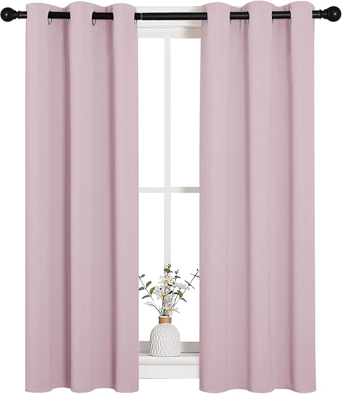 NICETOWN Blackout Curtain Panels for Girls Room, Nursery Essential Thermal Insulated Solid Grommet Top Blackout Drapes (Baby Pink=Lavender Pink, 1 Pair, 29 x 45 Inch) by NICETOWN