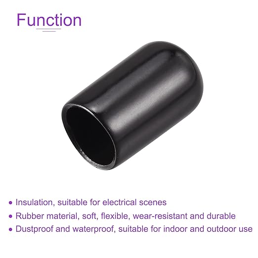 DMiotech 100 Pack 8.5mm ID Black Screw Thread Protectors Rubber End Caps Bolt Covers for Screw Bolt Furniture Pipe - Image 5