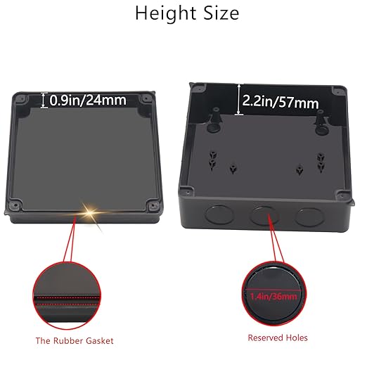 Junction Box, Reserved Holes Electrical Boxes Waterproof IP65 ABS Plastic Electrical Power Cord Enclosure Project Box Black 7.9 x 7.9 x 3.1 inch(200x200x80mm) - Image 4