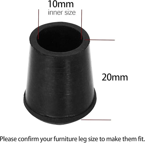 10 PCS Black Round Rubber Chair Leg Caps Tips, Vinyl Rubber End Kits, Soft Touch Table Feet Cover, Anti Slip Floor Protector, 3/8 inch (10mm) - Image 2