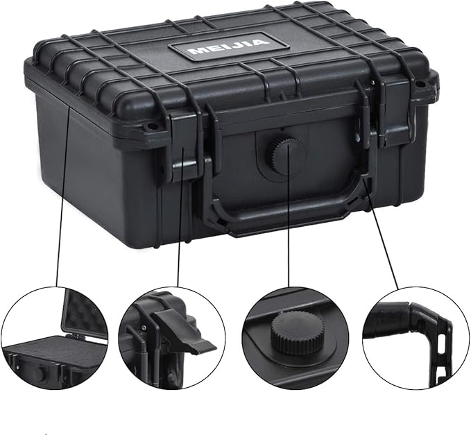 MEIJIA Portable Waterproof Protective Hard Case,Compact Camera Case with Customizable Fit Foam,Elegant Black,Fit for Drones,Camera,Lens, 9.17inchx7.56inchx4.33inch, Black, Dry Case - Image 9