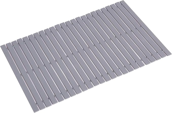 Bath Mat Bathroom Rugs Floor Wood Shower Bathtub Waterproof Non Slip Accessories 16x24 Inch Easy to Clean, Grey, 1 pc by Fovlaurs