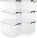 Citylife 48 QT 6 Packs Plastic Storage Bins with Lids and Secure Latching Buckles Clear Stackable Storage Containers for Organizing Durable Storage Box by Anywish