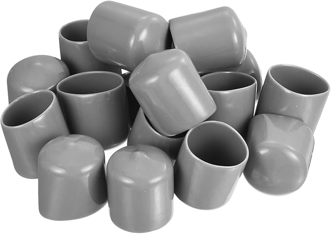 uxcell 20pcs Rubber End Caps Protective Caps 28mm ID Vinyl PVC Round Tube Bolt Cap Cover Screw Thread Protectors, Light Grey - Image 4