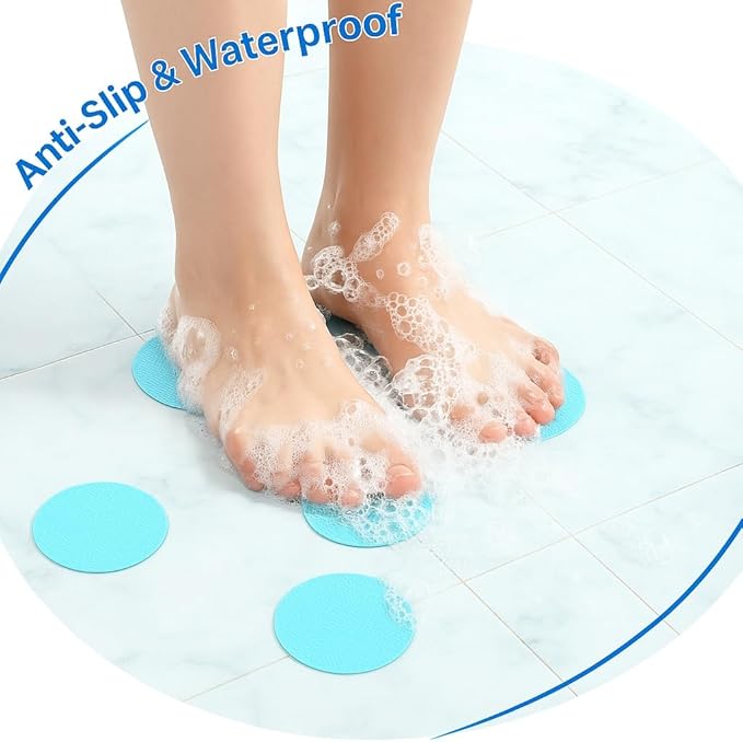 Anti Slip Shower Stickers - 50 PCS Bathtub Non Slip Stickers with Premium Scraper for Bath Tub Shower Bathroom Edge of Bath Tub Shower Floor Swimming Pool Stairs Ladders Boats (Blue) - Image 2