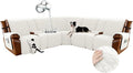 Arfntevss Waterproof Recliner Sectional Couch Covers for Reclining L Shape Sofa Cover Non Slip Washable L Shaped Slipcover Sets for Dog Furniture Protector (5 Seat with 2 Console Cover, Cream White) by Arfntevss