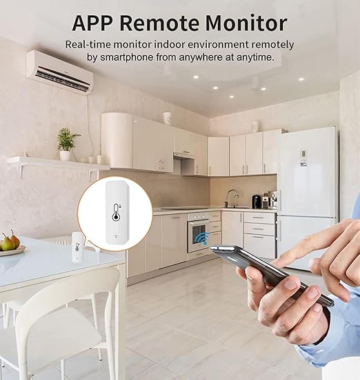 WiFi Humidity Temperature Monitor: Smart Hygrometer Thermometer for Remote Monitor and Alert, High Precision Indoor Thermometer with TUYA App, No Hub Required, Compatible with Alexa (1-Pack) - Image 3