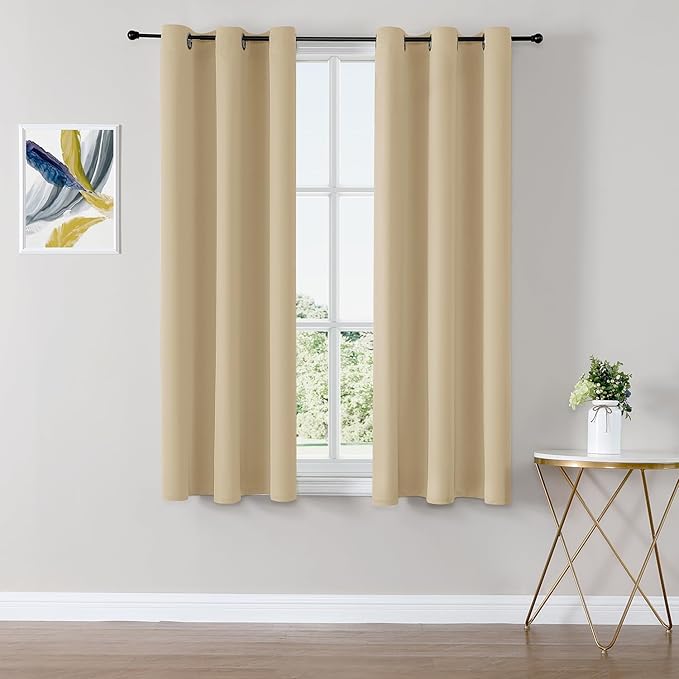 ChrisDowa Blackout Curtains 54 inches Long for Bedroom - 2 Panels Set Grommet Thermal Insulated Room Darkening Curtains for Living Room (Biscotti Beige, 38 x 54 Inch) by ChrisDowa