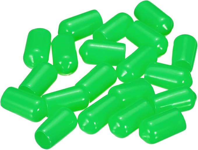 uxcell 20pcs Rubber End Caps 8mm(5/16") ID Vinyl PVC Round Tube Bolt Cap Cover Screw Thread Protectors Green - Image 4