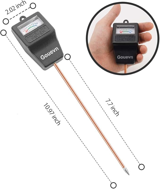Soil Moisture Meter, Plant Moisture Meter Indoor & Outdoor, Hygrometer Moisture Sensor Soil Tester Plant Water Meter for Potted Plants Garden, No Battery Needed (Black) - Image 4
