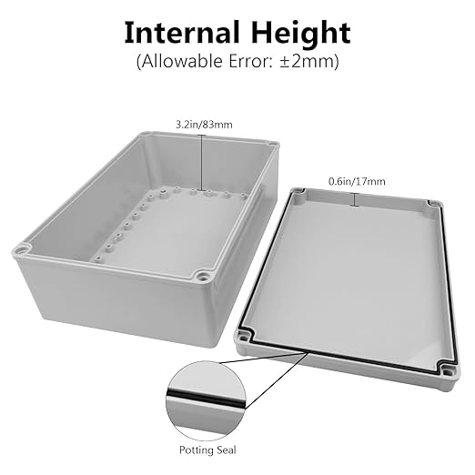 LeMotech Junction Box IP67 Waterproof Dustproof Electrical Box Project Box DIY Enclosure Gray 11.8X 7.8X 4.1inch (300x200x105mm) - Image 4