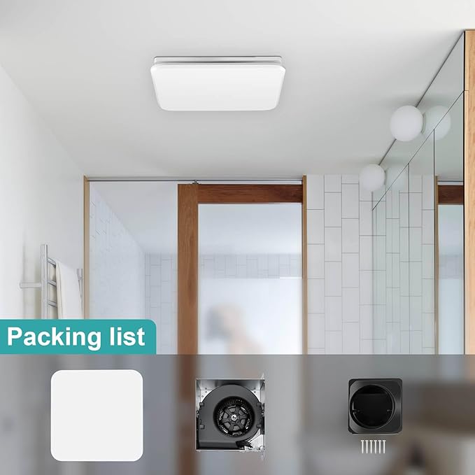 Bathroom Exhaust Fan 110CFM with Hidden Grille Design, 1.0 Sones Urtra Quiet Ceiling Ventilation Fan System - Household Bathroom Extractor Fan for Home/Office/Hotel, 4 inch Diameter Outlet - Image 7