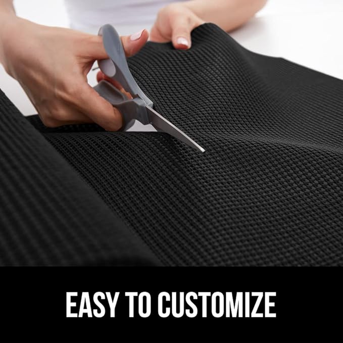 GORILLA GRIP powerGRIP Drawer Shelf and Cabinet Liner, Thick Strong Hold, Non-Adhesive Liners Protect Kitchen Cabinets and Cupboard, Bathroom Drawers, Easy Install, Breathable Mat, 12" x20', Black - Image 6
