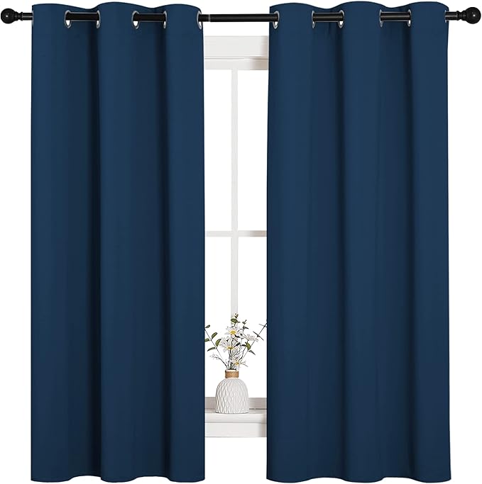 NICETOWN Room Darkening Curtains 63 inch Length 2 Panels, Thermal Insulated Grommet Blackout Curtains for Modern Casual Elegant Bedroom Kids Room Theme Decoration (Moroccan Blue, 2 Pieces, W42) - Image 2