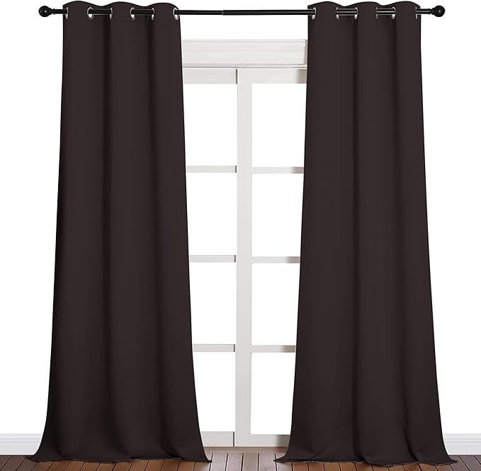 NICETOWN Blackout Thick Window Curtains - Thermal Insulated Grommet Drape Panels for Bedroom and Living Room (Brown, Set of 2, W42 x L90 per Panel) by NICETOWN