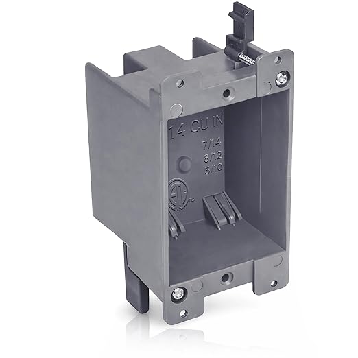 14 in. Old Work Electrical Box, 1-Gang 14 Cu in Non-Metallic PVC Outlet Box for Drywall, Remodel Electrical Box with Built-in NM Cable Clamps, Grey PVC Old Work Outlet Box by AirmontProducts