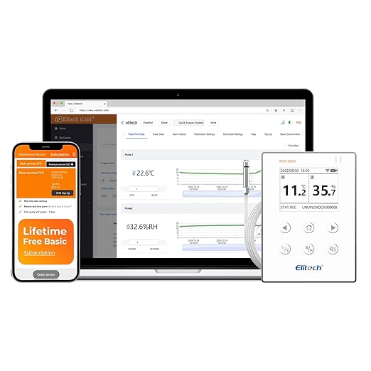 Elitech WiFi Digital Temperature Humidity Data Logger, 2.4GHz/5GHz WiFi Remote Real-Time Monitor with External Probes, Cloud Storage, App and Email Alerts, 16.4ft, RCW-800W-THE-10Pack, -40°F to 176°F by Elitech