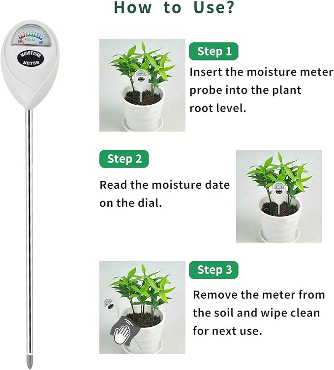 Soil Moisture Meter, 2 Pack Long Probe Soil Moisture Monitor for House Plants, Soil Hygrometer Moisture Sensor for Indoor & Outdoor, Garden, Farm, Lawn Plant Care, No Battery Needed(White) - Image 5