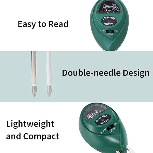 2 Packs Soil Moisture Meter, 3 in 1 Soil Tester Tool, Plant Water Monitor, Soil Hygrometer Sensor for Gardening, Farming, Indoor and Outdoor Plants, No Batteries Required (Black & Green) - Image 3