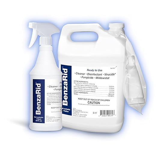 Pro Mold Killer Fungicide Disinfectant including Aspergillus Niger (Black Mold) H5N1 Pack | Multi-Purpose Fungicide, Mildewstat, Disinfectant, Virucide | EPA Reg. 1 Gal + 32 oz. by BenzaRid