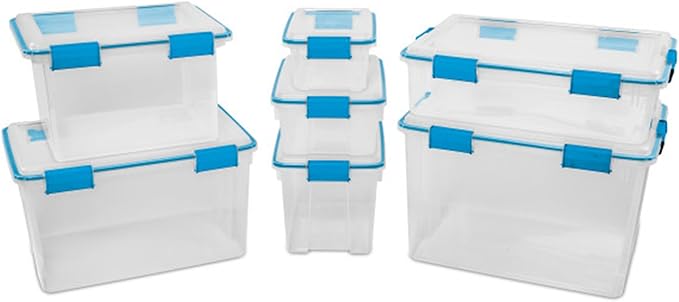 Sterilite 18-Pack Gasket Box, Weather-Resistant Storage Bins with Latching Lids, 7.5 Quart - Heavy-Duty Organizing Containers for Closet, Bathroom, and Office - Image 6