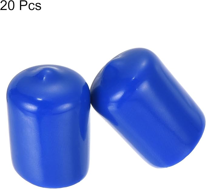 uxcell 20pcs Rubber End Caps 15mm ID Vinyl Round Tube Bolt Cap Cover Screw Thread Protectors Blue - Image 2