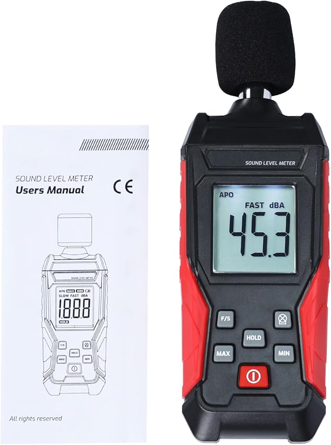 Noise Decibel Meter Portable Sound Level Meter SPL Meter 30 to 130dBA Range Sound Meter Noise Decibel Reader with Backlight LCD Displays Decibel MAX MIN Data Hold Alarm for Home, Office, Factory - Image 9