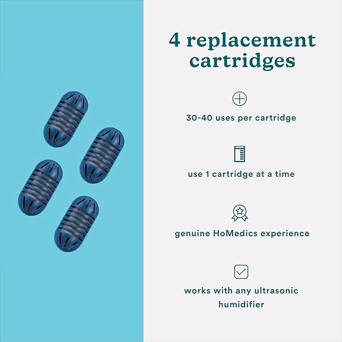 HoMedics Demineralization Cartridge for Ultrasonic Humidifiers – 4-Pack Humidifier Filter Replacements, Filters Mineral Deposits and Purifies Water in Air Humidifiers for Bedroom, Plants, Office Blue - Image 5
